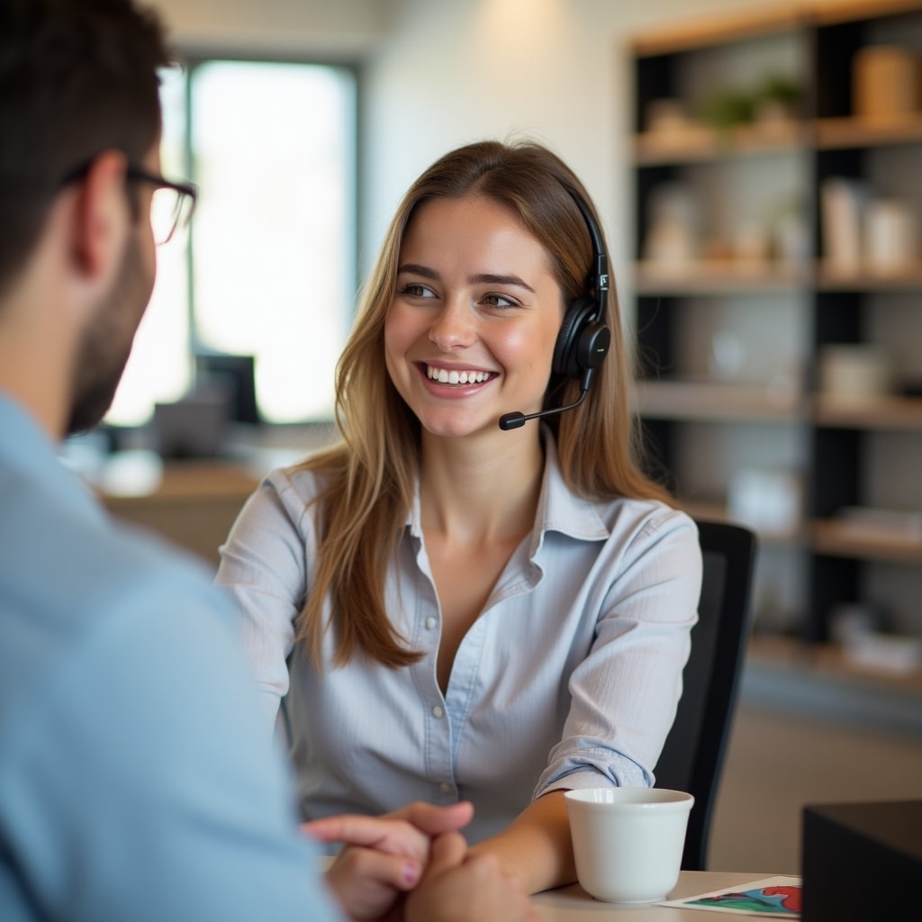 AI generated image for A bright and welcoming customer service environmen